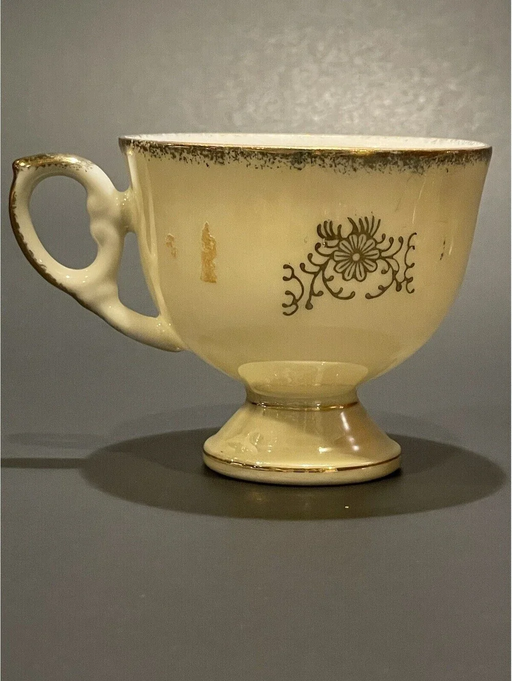 Fragonard Love Story Pedestal Demitasse Tea Cup Saucer 6778 Japan Sticker Ivory